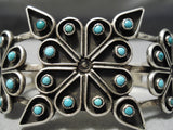 Stars Of Turquoise Vintage Navajo Sterling Silver Native American Bracelet Old-Nativo Arts