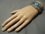 Superior Vintage Native American Navajo Hopi Turquoise Sterling Silver Bracelet Old-Nativo Arts