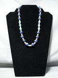 Amazing Vintage Native American Navajo Turquoise Lapis Sterling Silver Necklace-Nativo Arts