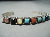 Impressive Vintage Native American Navajo Turquoise And Multi-stone Sterling Silver Bracelet-Nativo Arts
