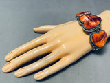 Native American Remarkable Heart Of Shell Sterling Silver Bracelet-Nativo Arts
