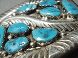 Carmelita Simplicio Vintage Native American Zuni Morenci Turquoise Sterling Silver Buckle Old-Nativo Arts