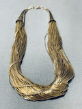 Gorgeous Gold Vintage Native American Navajo 100 Strand Sterling Silver Heishi Necklace-Nativo Arts