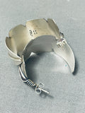 One Of The Best Vintage Native American Navajo Hand Carved Sterling Silver Feather Earrings-Nativo Arts