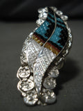 Important Vintage Zuni Turquoise Coral Sterling Silver Native American Ring-Nativo Arts