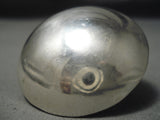 One Of The Biggest Native American Navajo Sterling Silver Button Ring-Nativo Arts