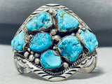 Massive Vintage Native American Navajo Morenci Turquoise Sterling Silver Bracelet-Nativo Arts