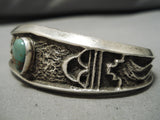 One Of The Best Tufa Cast Artist Native American Navajo Turquoise Sterling Silver Bracelet-Nativo Arts