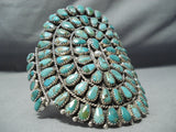 Colossal Native American Navajo Green Turquoise Cluster Sterling Silver Bracelet-Nativo Arts