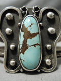 Stunning Vintage Native American Navajo Butterfly Turquoise Sterling Silver Bracelet Old-Nativo Arts