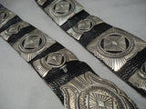 838 Grams Vintage Native American Navajo Rick Martinez Sterling Silver Concho Belt Old-Nativo Arts