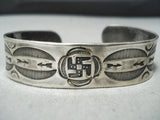 Early Whirling Logs Vintage Native American Navajo Sterling Silver Bracelet-Nativo Arts