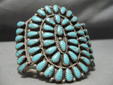 Huge Vintage Native American Navajo Tears Of Joy Turquoise Sterling Silver Bracelet Old-Nativo Arts