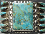 Amazing Vintage Native American Navajo Squared Turquoise Sterling Silver Bracelet Old-Nativo Arts