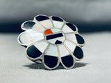 Tremendous Vintage Native American Zuni Mother Of Pearl Sterling Silver Ring-Nativo Arts