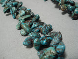 One Of Finest Vintage Native American Navajo Battle Mountain Turquoise Sterling Silver Necklace-Nativo Arts