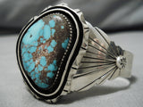 Marvelous Vintage Native American Navajo Two Frame Spiderweb Turquoise Sterling Silver Bracelet-Nativo Arts