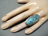 Completely Hand Carved Horse Turquoise Sterling Silver Ring-Nativo Arts
