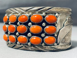 One Of The Best Vintage Native American Navajo Domed Coral Sterling Silver Bracelet-Nativo Arts