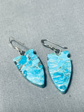 Fascinating Native American Navajo Turquoise Sterling Silver Earrings-Nativo Arts