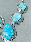 Gorgeous Native American Navajo Kingman Turquoise Sterling Silver Necklace J. Piaso-Nativo Arts