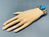 Very Rare Battle Mountain Turquoise Vintage Native American Navajo Sterling Silver Bracelet-Nativo Arts