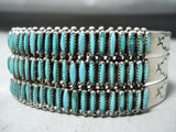 Important Vintage Native American Zuni Blue Gem Turquoise Petit Point Sterling Silver Bracelet-Nativo Arts
