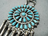 Juan Martinez Vintage Native American Zuni Sleeping Turquoise Sterling Silver Necklace Old-Nativo Arts