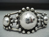 Early Big Bead Vintage Native American Navajo Hand Tooled Sterling Silver Bracelet-Nativo Arts