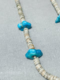 Native American Superb Vintage Santo Domingo 5 Kingman Turquoise Shell Heishi Necklace-Nativo Arts