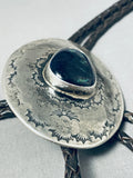 Fabulous Vintage Native American Navajo Black Onyx Sterling Silver Bolo-Nativo Arts