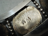 Important Signed Vintage Native American Navajo Nhmss Turquoise Sterling Silver Bracelet Old-Nativo Arts