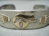 Signed Vintage Navajo Native American 14k Gold Sterling Silver Bracelet-Nativo Arts