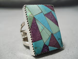 Astonishing Modern Native American Navajo Turquoise Inlay Sterling Silver Ring-Nativo Arts