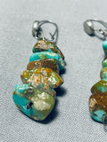 Superb Vintage Native American Navajo Royston Turquoise Stones Sterling Silver Earrings-Nativo Arts