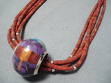 Native American Important Santo Domingo Dan Coriz Turquoise Coral Sterling Silver Necklace-Nativo Arts