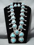 300+ Gram Heavy Vintage Native American Navajo Turquoise Sterling Silver Squash Blossom Necklace-Nativo Arts