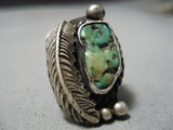 Fabulous Vintage Native American Navajo Cerrillos Turquoise Sterling Silver Ring Old-Nativo Arts