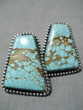 Impressive Native American Navajo #8 Turquoise Sterling Silver Earrings-Nativo Arts