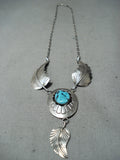 Marie Thompson Native American Navajo Sleeping Beauty Turquoise Sterling Silver Necklace-Nativo Arts