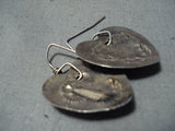 Unique Vintage Native American Navajo Turquoise Sterling Silver Heart Earrings Old-Nativo Arts