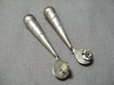 Wonderful Vintage Native American Navajo Hand Tooled Sterling Silver Drop Earrings Old-Nativo Arts