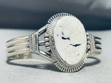 Native American Amazing Southwestern Sterling Silver White Buffalo Turquoise Bracelet-Nativo Arts
