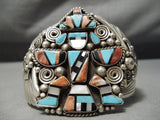 One Of Biggest Best Vintage Native American Navajo Turquoise Kachina Sterling Silver Bracelet-Nativo Arts