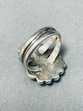 Huge Very Rare Vintage Native American Navajo Sugilite Sterling Silver Signed Ring Old-Nativo Arts