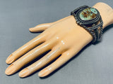 Important Heavy Wire Vintage Native American Navajo Sterling Silver Turquoise Bracelet-Nativo Arts