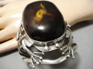 Best Vintage Navajo Amber Frog Sterling Silver Native American Bracelet-Nativo Arts