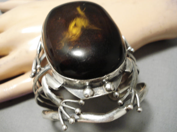 Best Vintage Navajo Amber Frog Sterling Silver Native American Bracelet-Nativo Arts