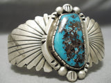 Important Vintage Native American Navajo Old Morenci Turquoise Sterling Silver Flank Bracelet-Nativo Arts