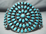 Huge Authentic Vintage Native American Navajo Blue Gem Turquoise Sterling Silver Bracelet-Nativo Arts